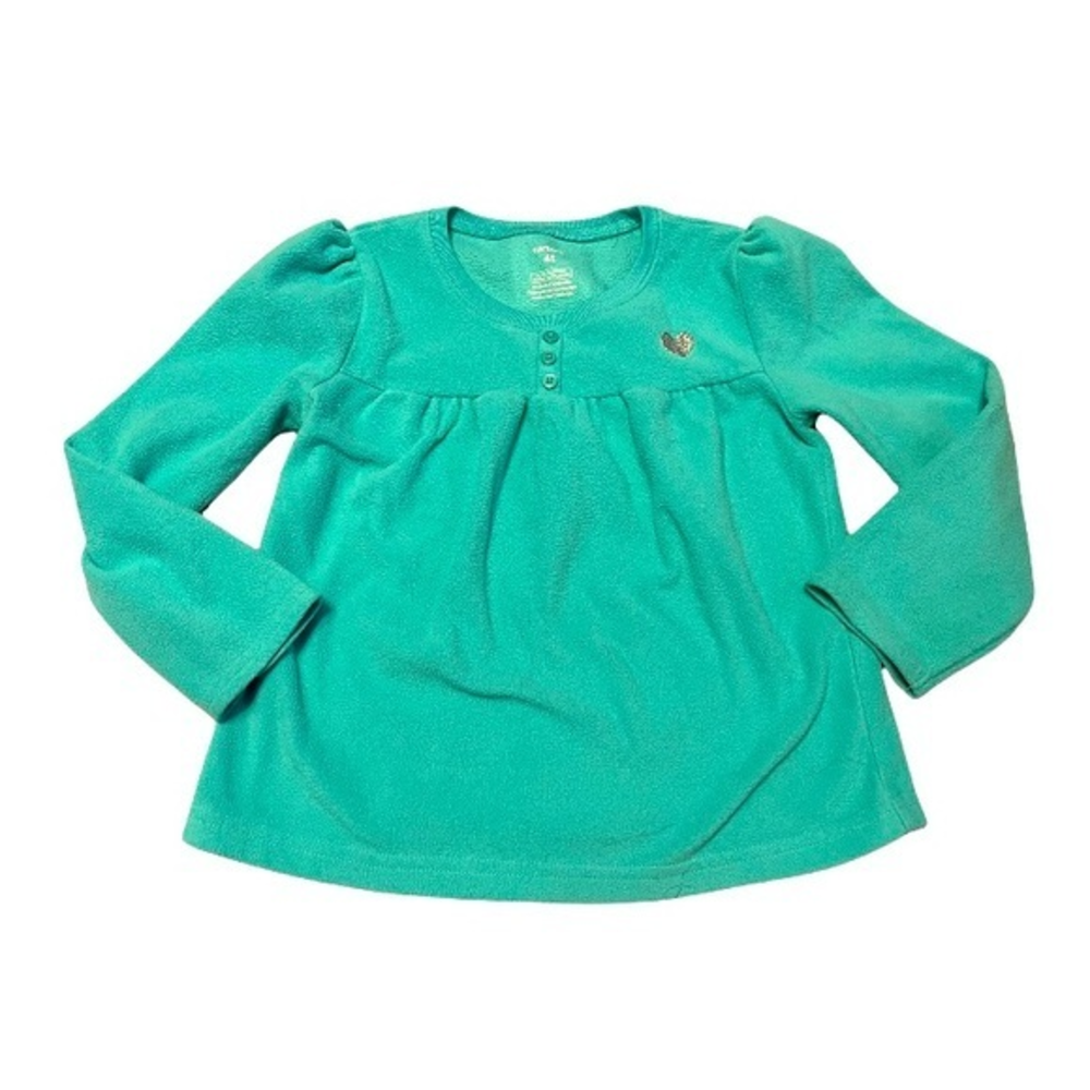 Carter’s‎ 4T green half button placket long sleeve baby doll fleece top